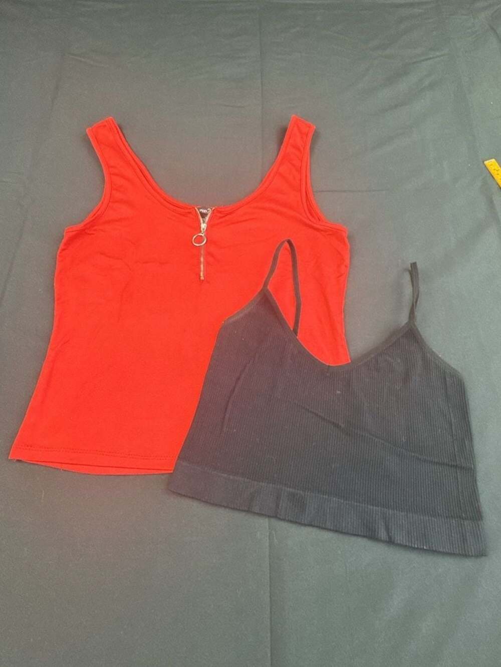 rue21 Red Half Zip Ring Pull Ribbed Tank Top Size L